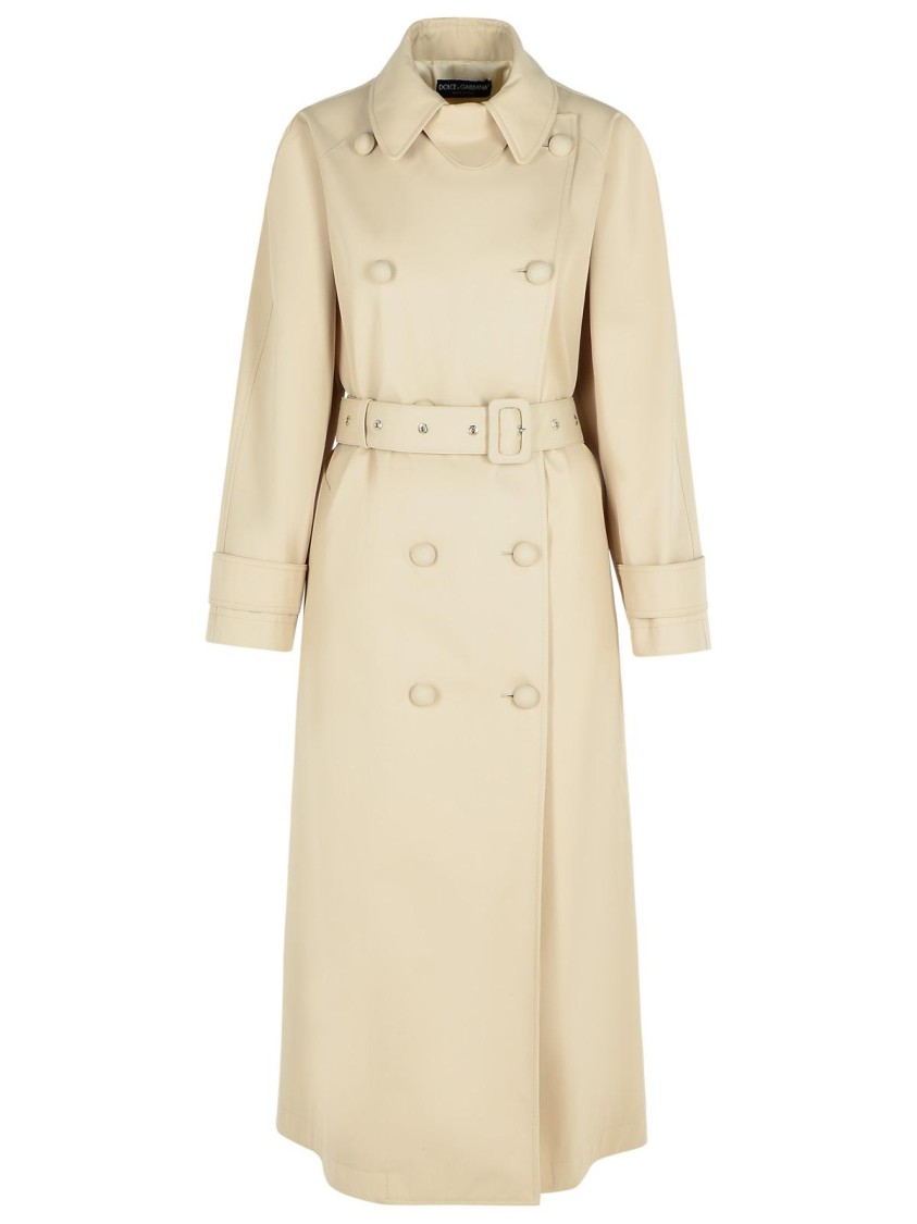 Dolce & Gabbana 'over' Beige Polyester Blend Trench Coat In Neutrals