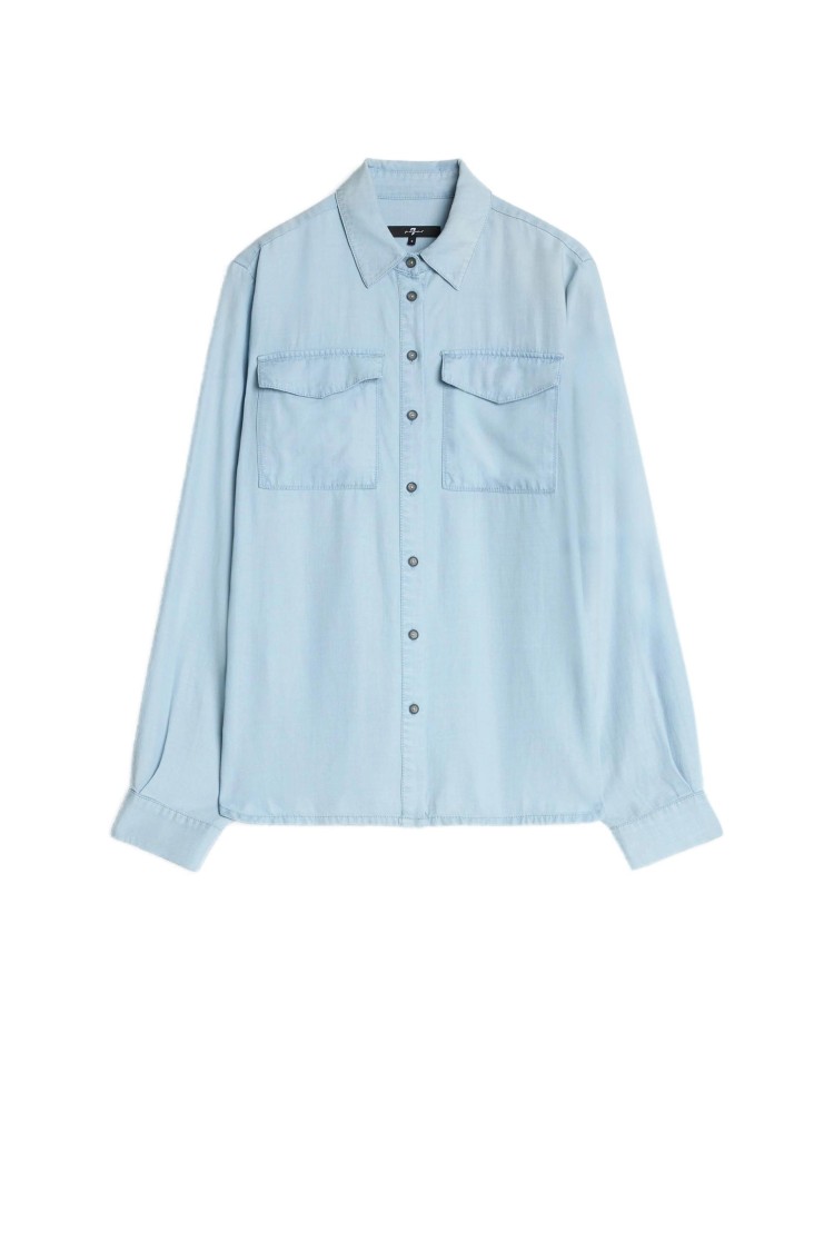 7 For All Mankind Light Blue Denim Button-up Shirt