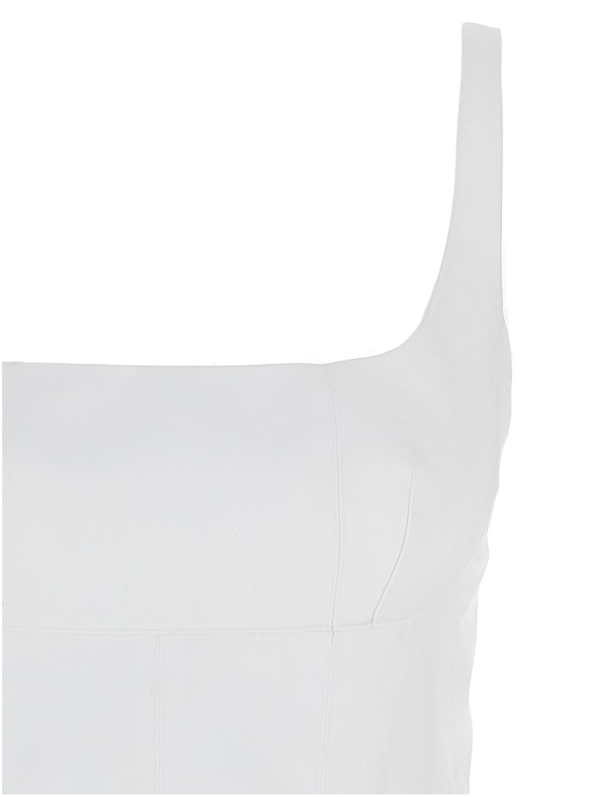 Giovanni Bedin Cotton Blend Mini Dress With Pleated Hem In White