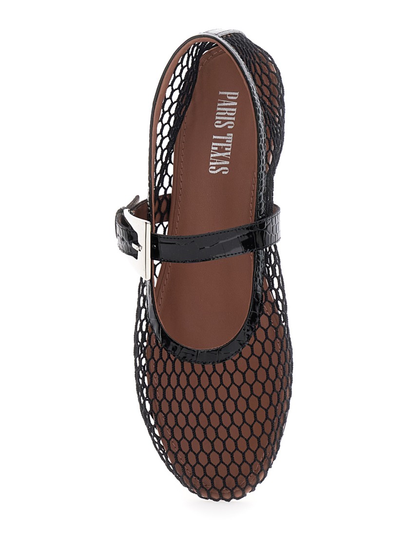 Shop Paris Texas Sveva' Black Ballet Flats With Mesh Design