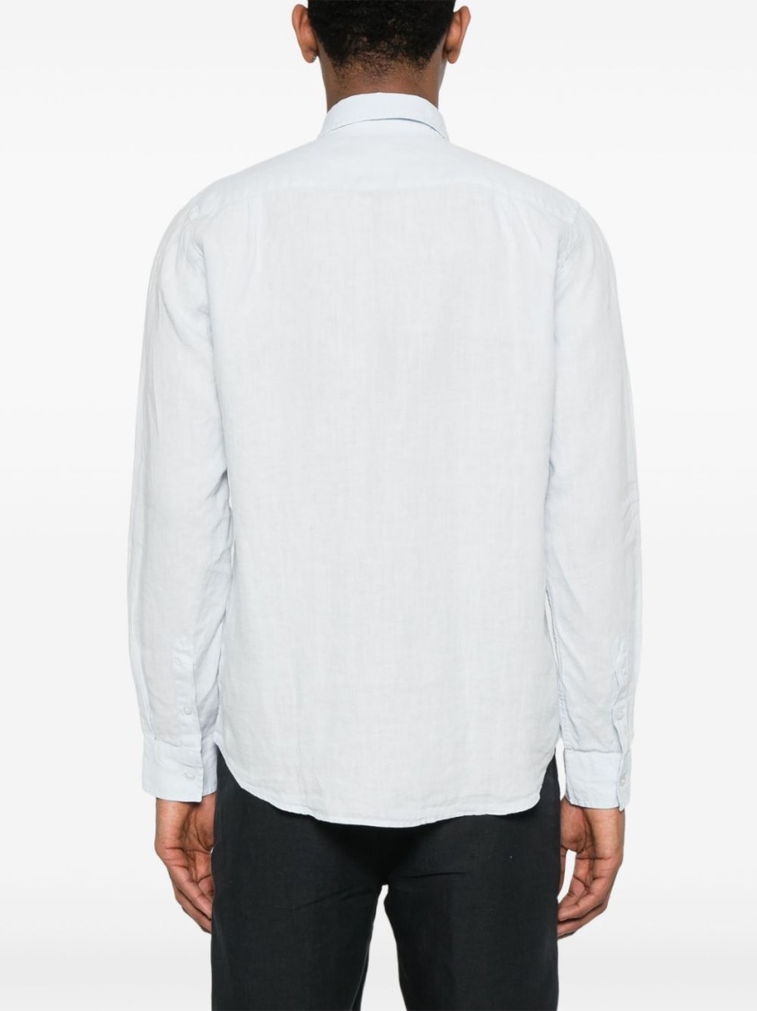 Vilebrequin Relaxed Fit Clear Blue Linen Shirt In Blue