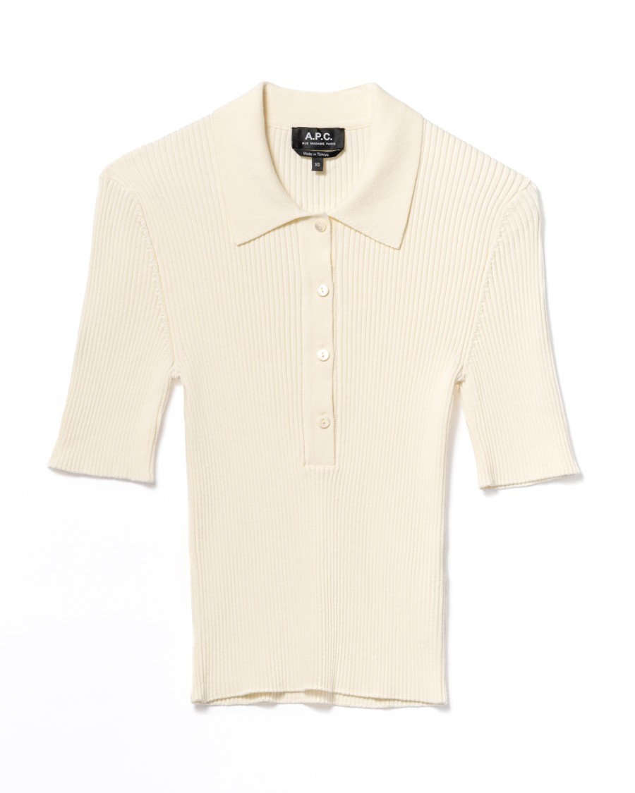 Apc A.p.c. Fitted White Polo Shirt With Classic Collar In Neutral