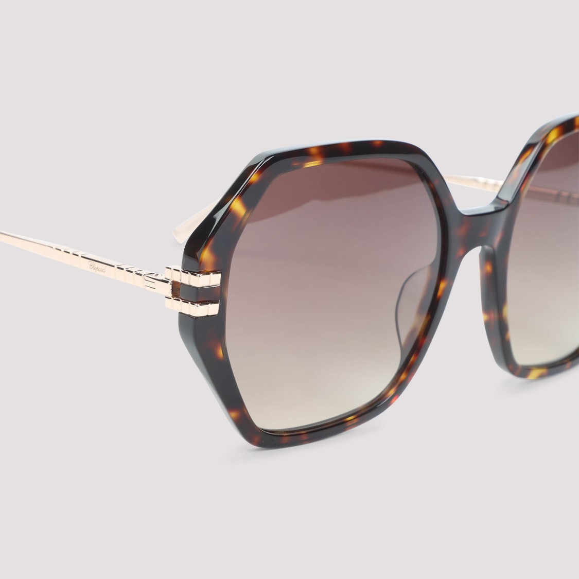 Chopard Bold Octagonal Frame Sunglasses With Gradient Lenses In Gray