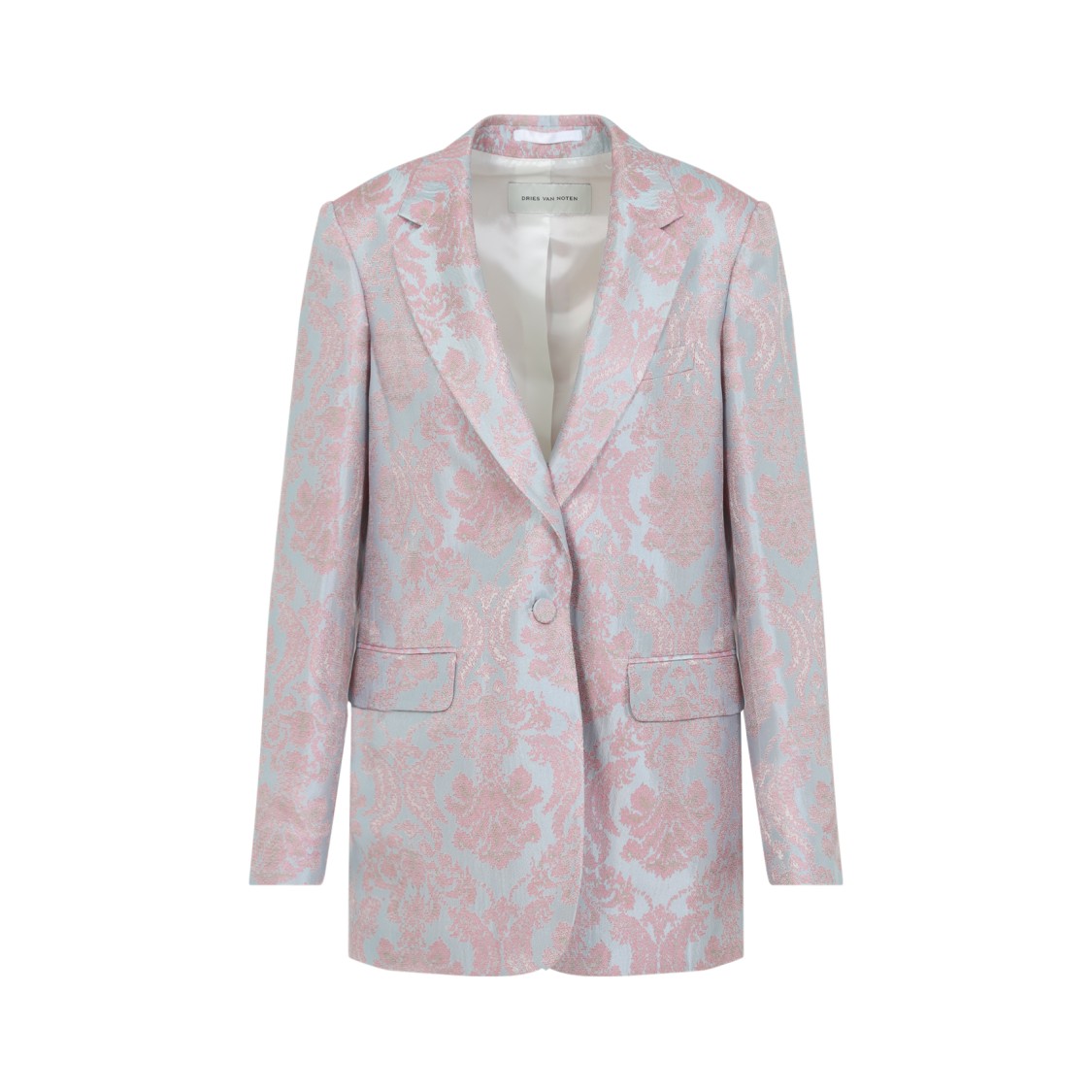 Dries Van Noten Tailored Blazer With Damask Pattern In Blue
