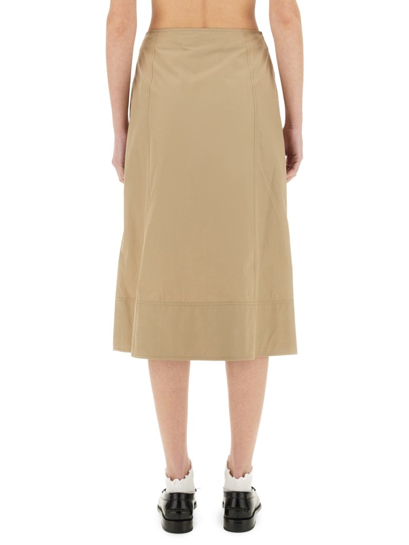 Shop Paul Smith Tailored A-line Cotton Midi Skirt In Neutrals
