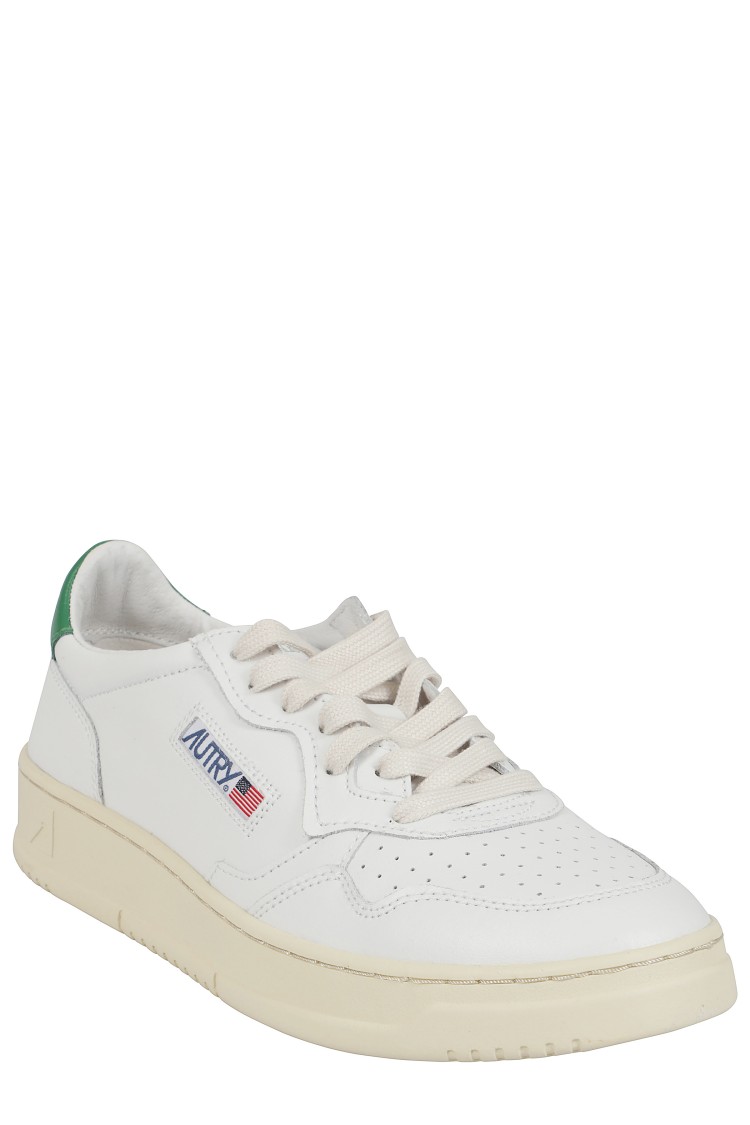 Autry Low-top Leather Sneakers With Perforated Upper And Contrasting Sole In White