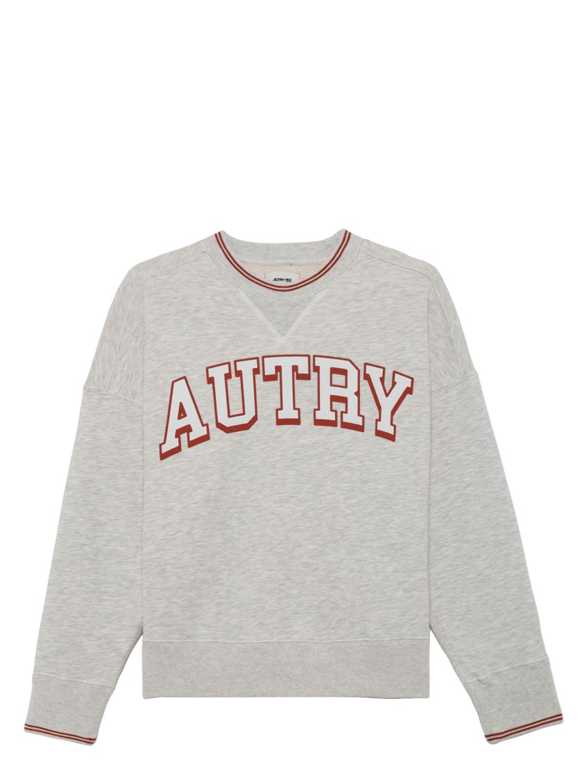 Autry Grey Cotton Blend Sweatshirt With Graphic Print In Gray