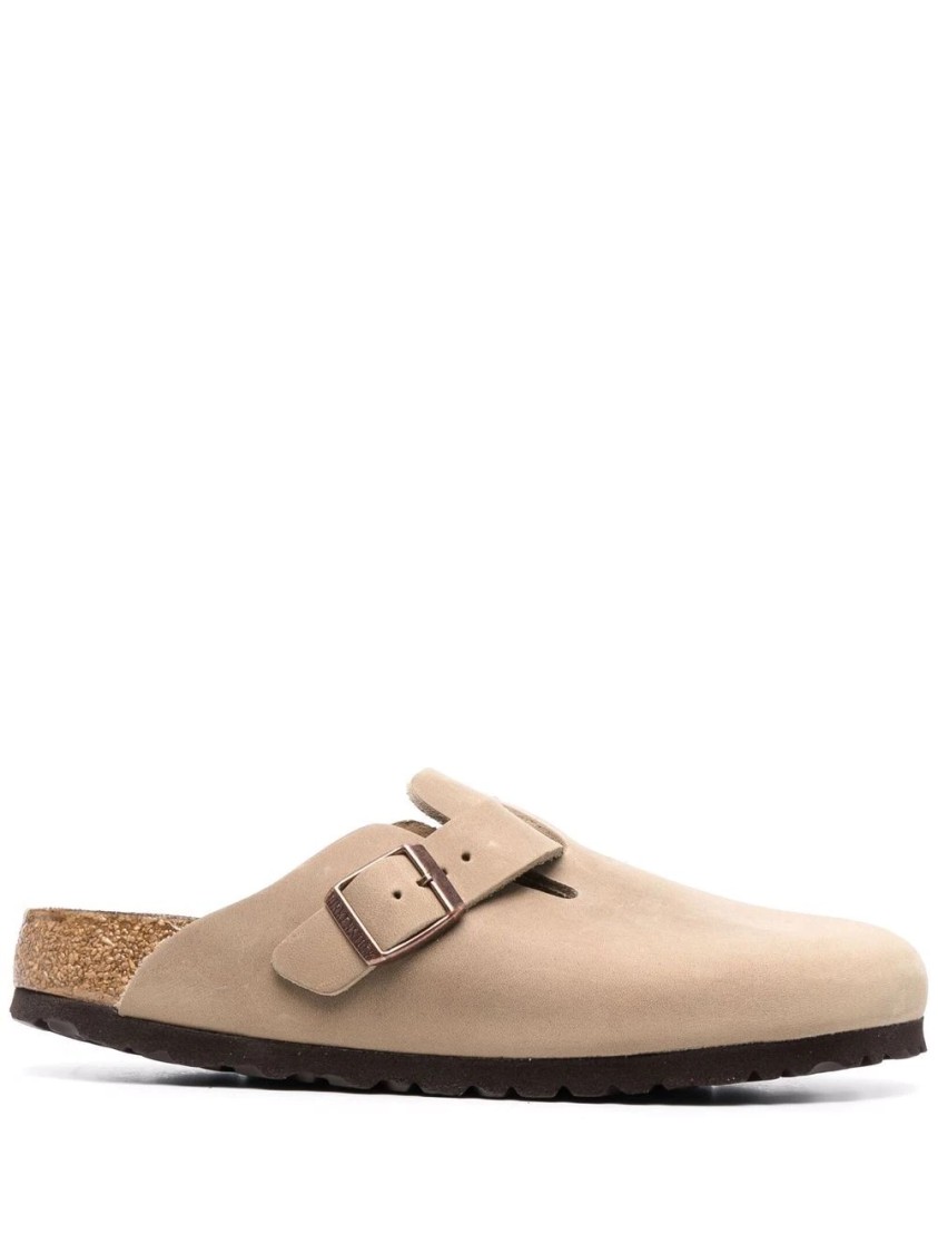 Birkenstock Boston Clogs With Adjustable Strap In Neutral