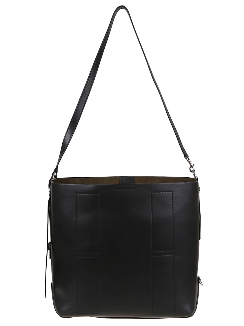 Hogan Minimalist Black Leather Shoulder Bag In Black