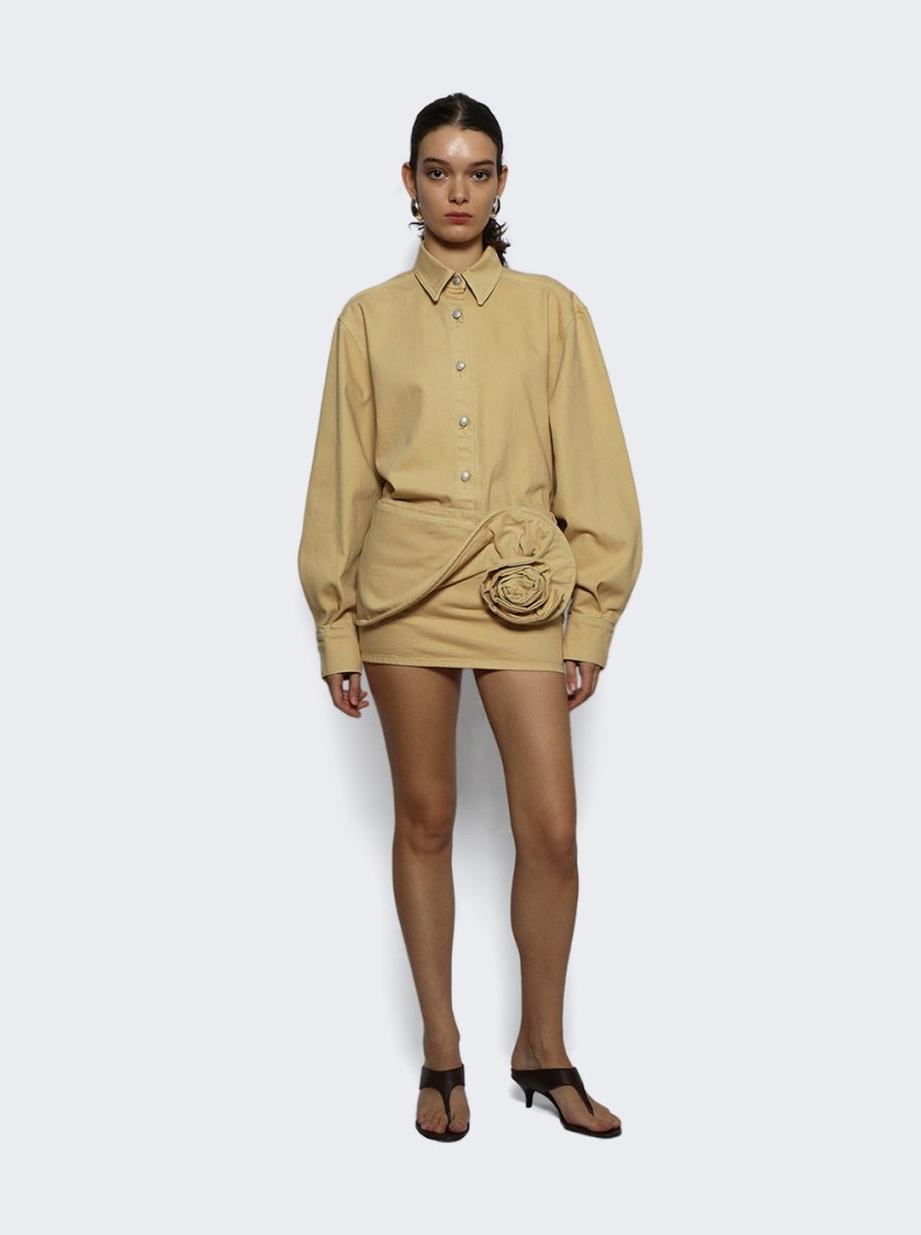 Shop Magda Butrym Mini Denim Skirt Beige In Neutrals
