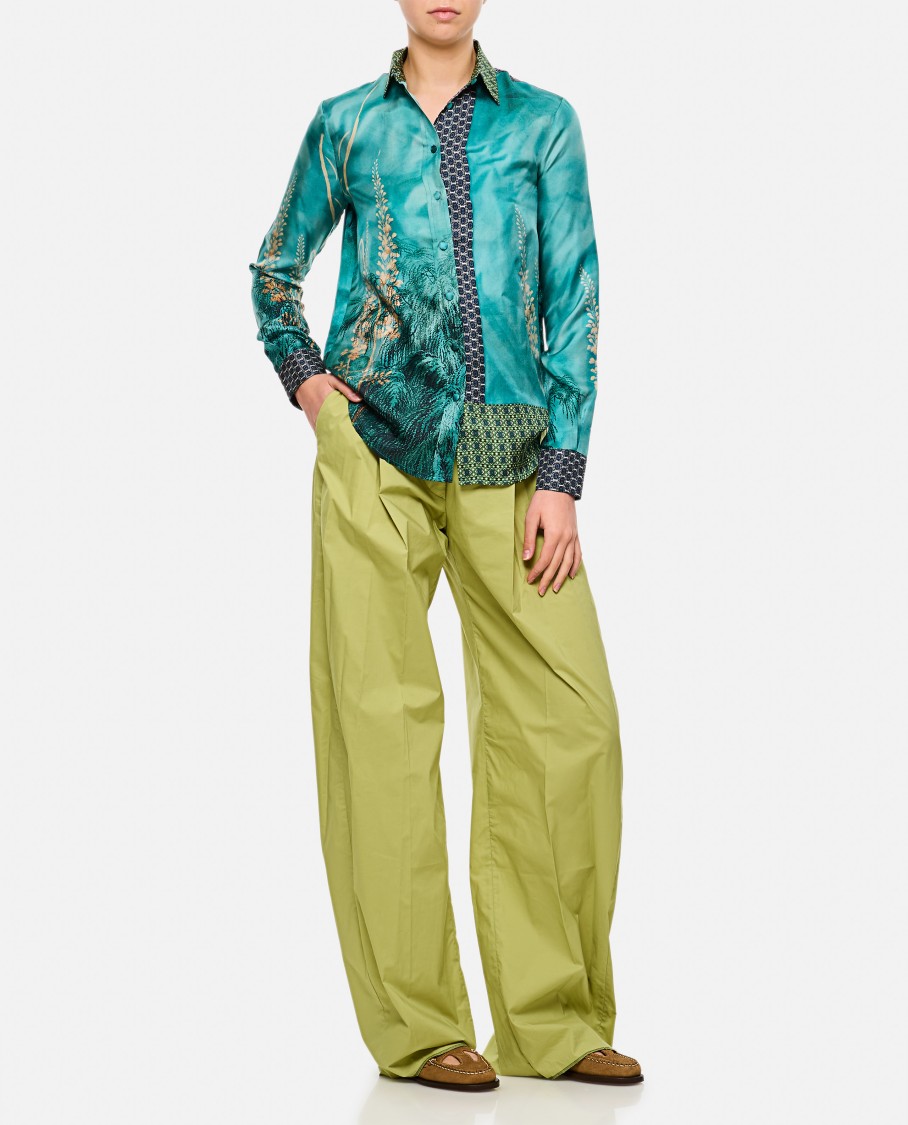 PIERRE-LOUIS MASCIA PIERRE-LOUIS MASCIA GREEN PRINTED SHIRT WITH POINTED COLLAR