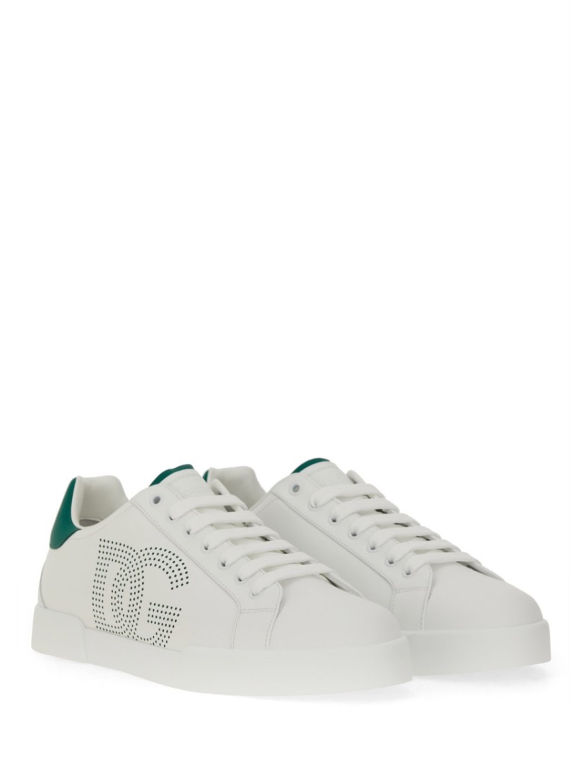 Dolce & Gabbana Portofino Leather Low-top Sneakers In White