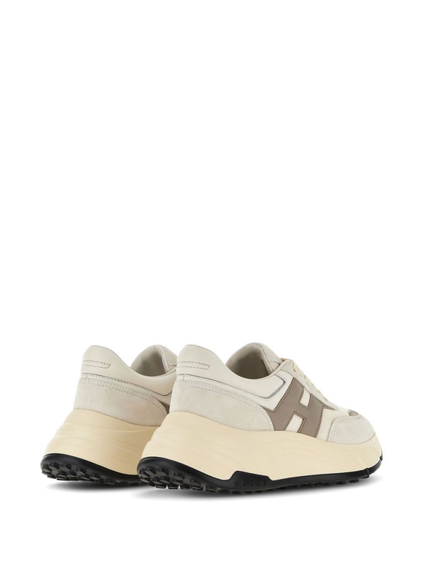 Hogan Calfskin And Polyester Black Sneakers With Sole In Neutral