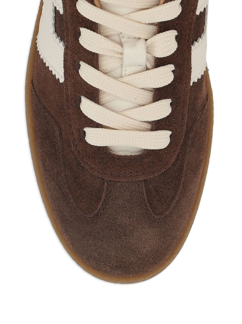 Hogan Suede Platform Sole Sneakers In Brown