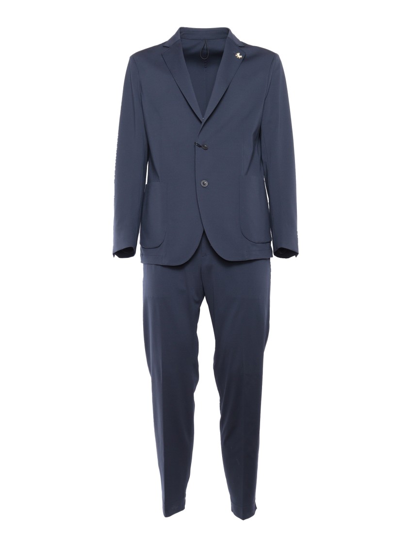 Tombolini Tailored Running Suit With Single Button Closure In Blue