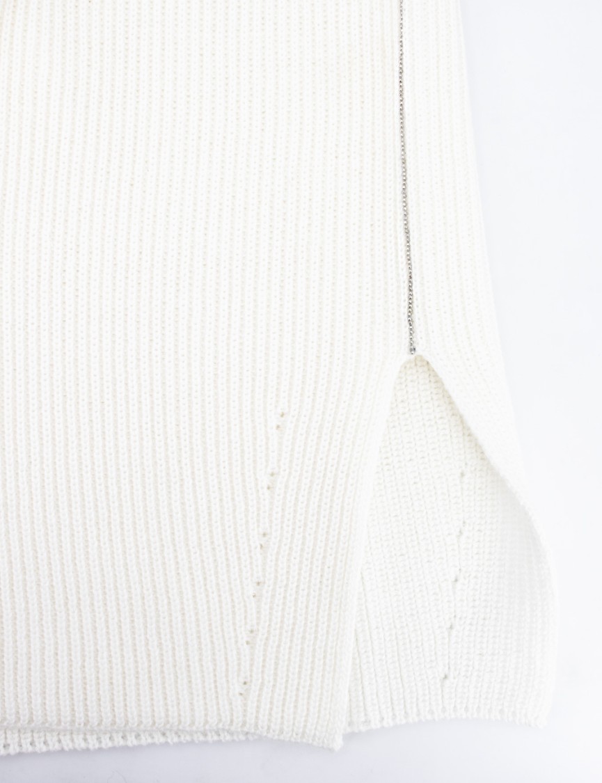 Fabiana Filippi Boat Neck Knit Shirt With Diamond Thread Embroidery
