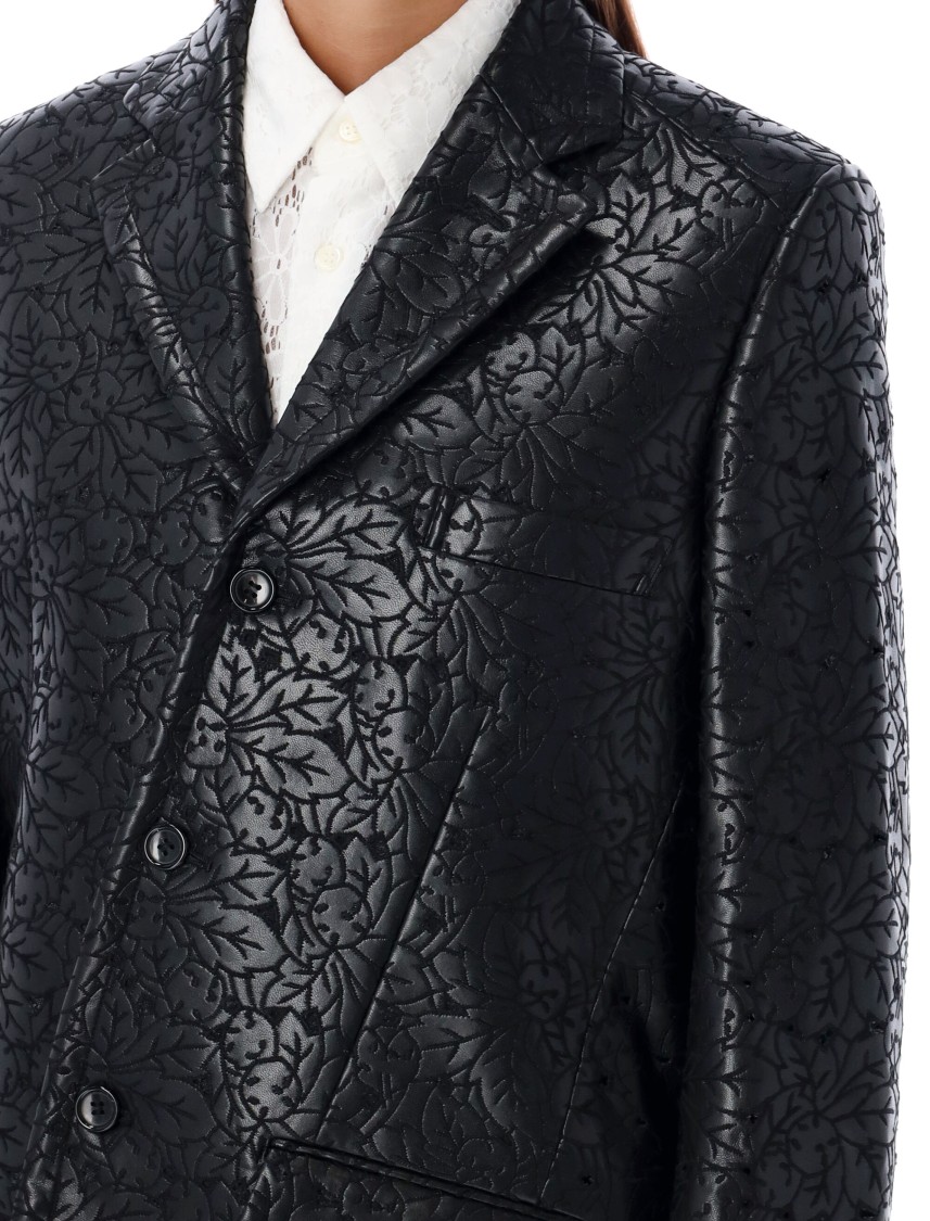 Shop Comme Des Garçons Embossed Floral Pattern Blazer In Black
