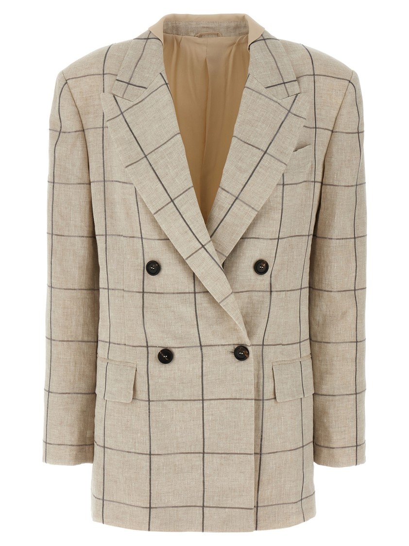 Brunello Cucinelli Double-breasted Linen Blazer