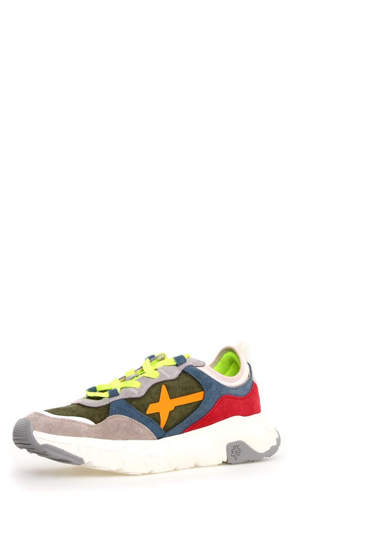 W6yz Multicolor Elevated Rubber Sole Sneakers With Suede In Multicolor