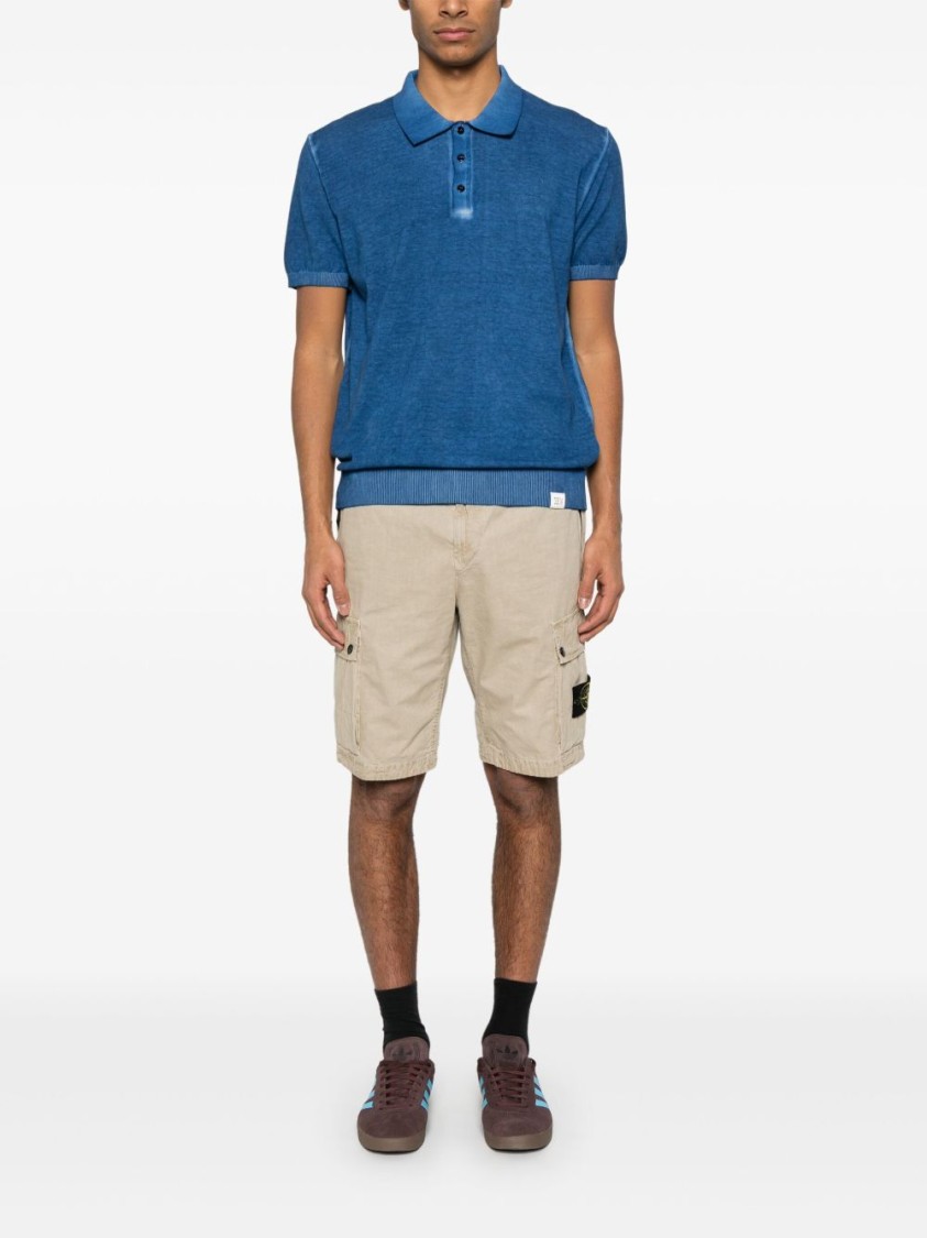 PEUTEREY PEUTEREY SKY BLUE COTTON POLO WITH BUTTON PLACKET