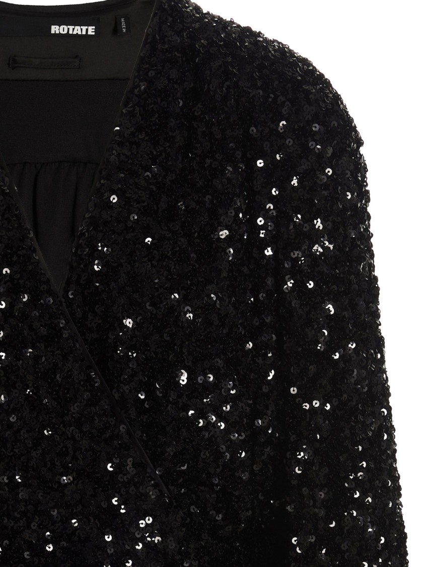 Rotate Birger Christensen All-over Sequin Minidress With Wallet Style In Black