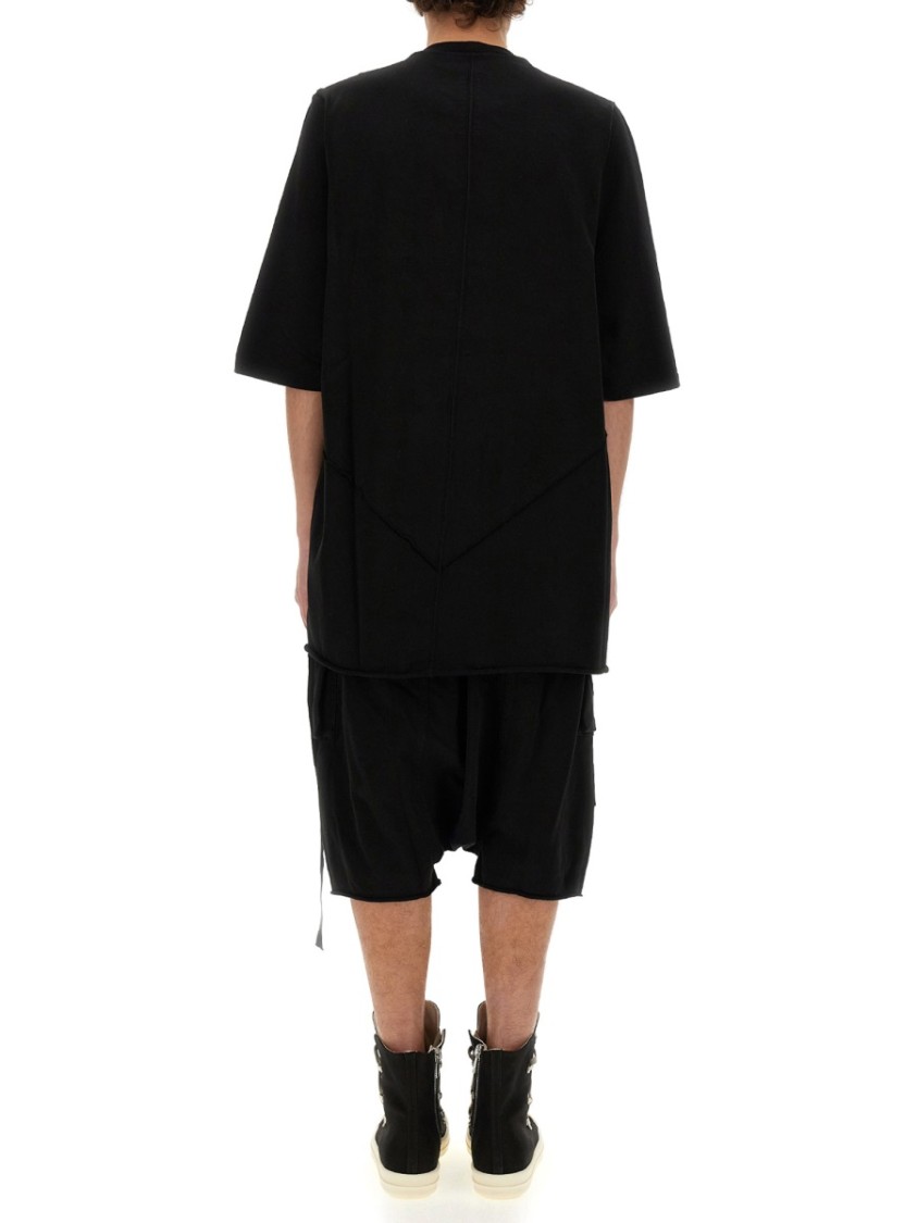 Rick Owens Drkshdw Drkshdw By Rick Owens Oversized Cotton T-shirt With Geometric Design And Relaxed Fit In Black