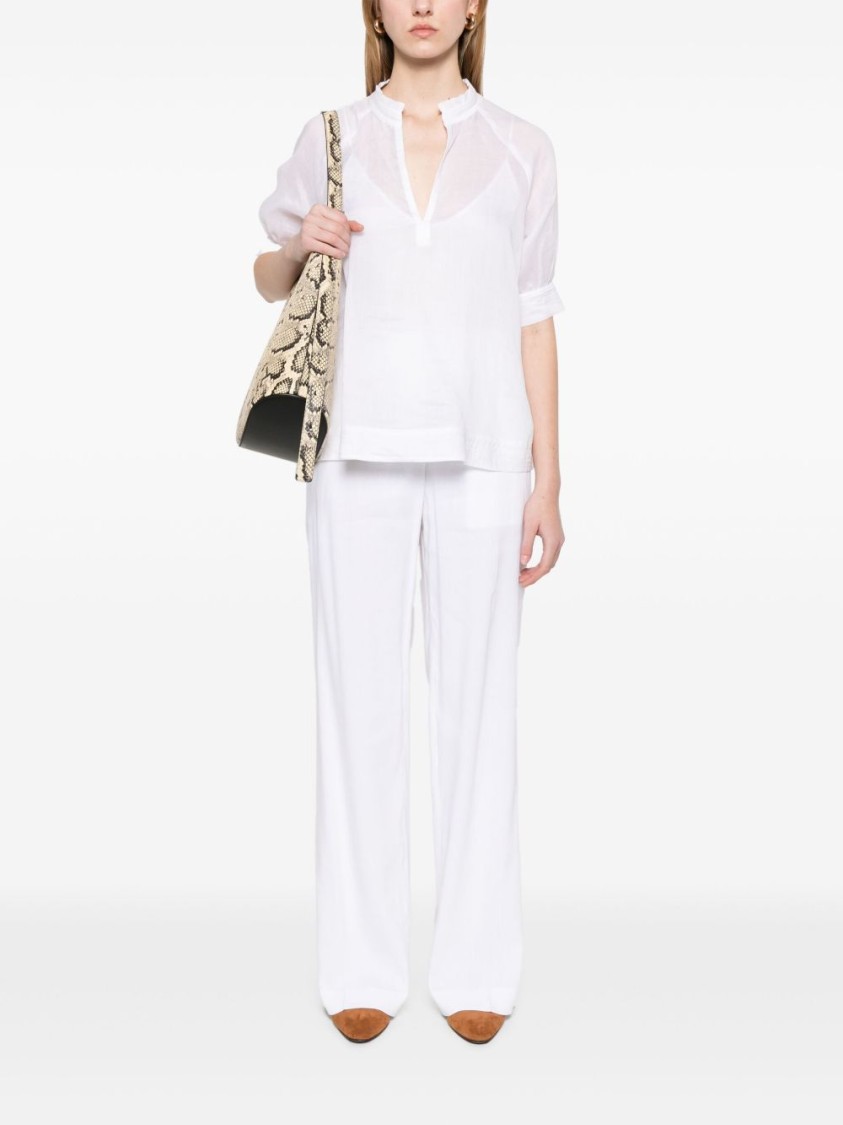 Hugo Boss Boss Wide-leg Linen Trousers With Concealed Fastening