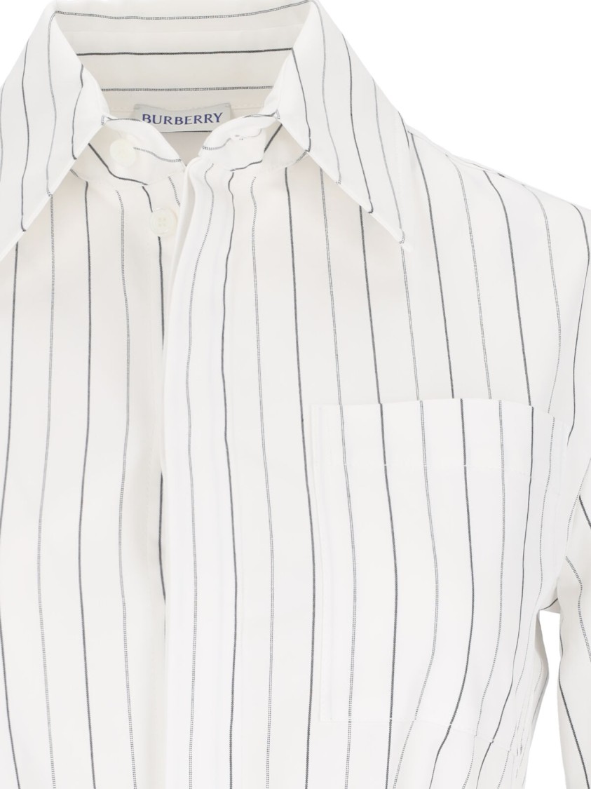 Shop Burberry Striped Shirt With Belt – White