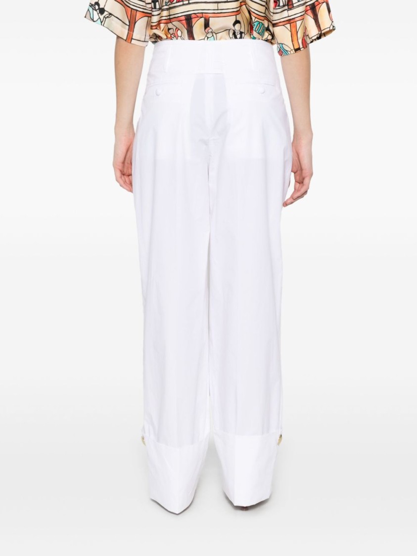 Shop Darkpark High-waist White Trousers With Pleated Front