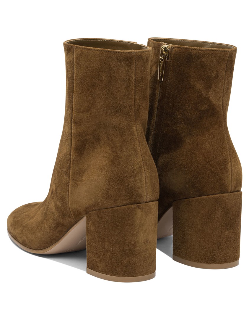 Gianvito Rossi Mid-height Suede Ankle Boots In Brown