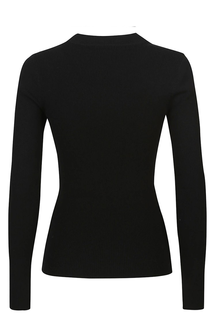 Diane Von Furstenberg Asymmetrical Cutout Black Top With Ribbed Texture In Black