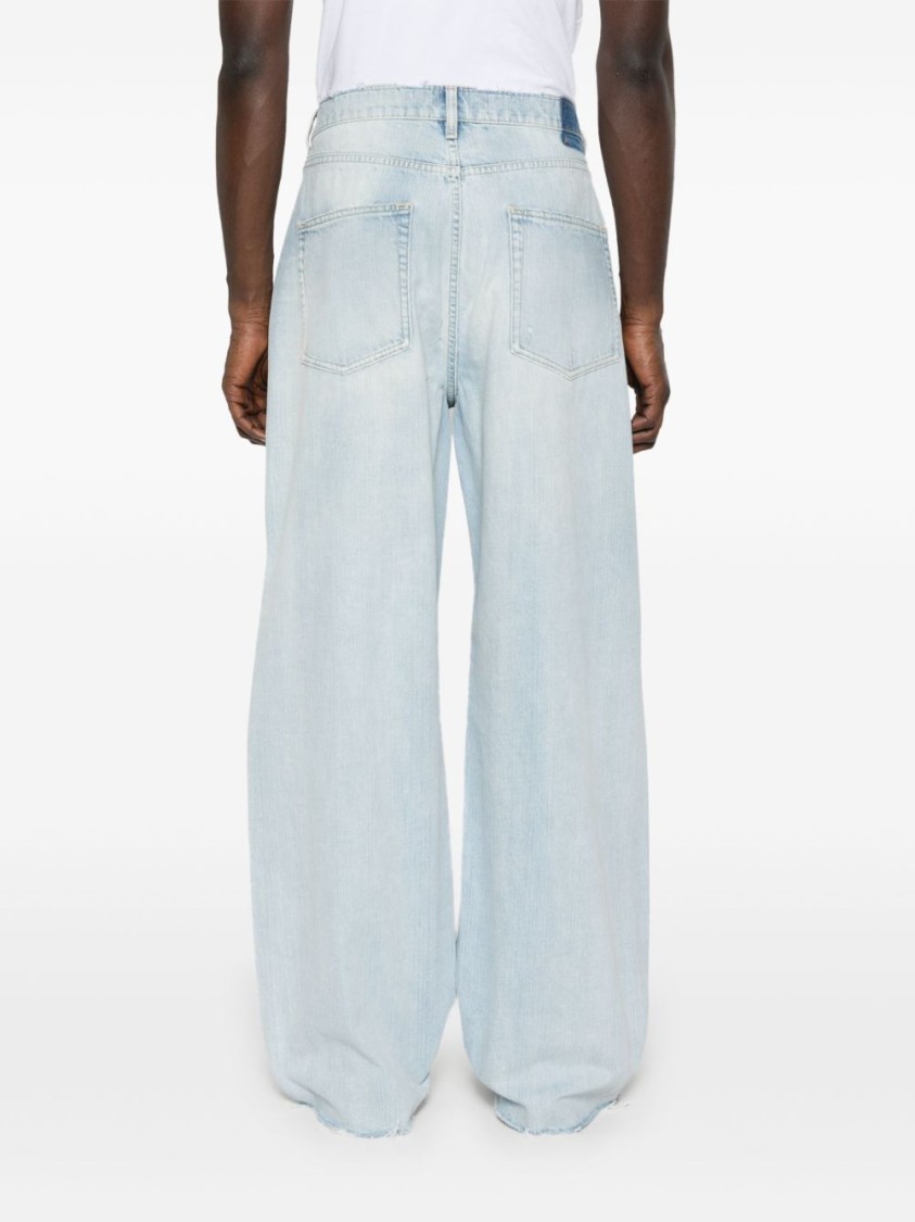 Golden Goose Light Blue Distressed Jeans With Frayed Hem And Classic Five-pocket Design
