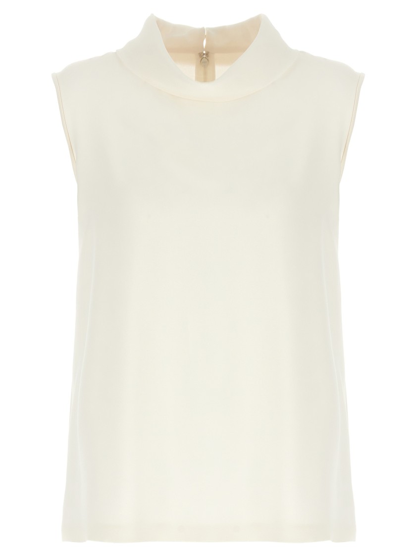 Valentino Garavani Silk Georgette Sleeveless Blouse With High Neck In White