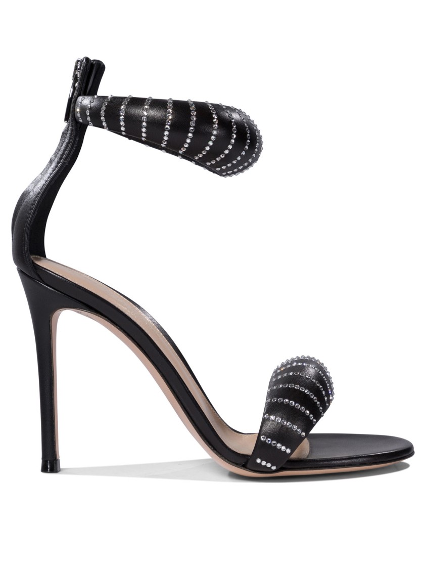 Gianvito Rossi Black Stiletto Sandals With Ankle Strap In Black