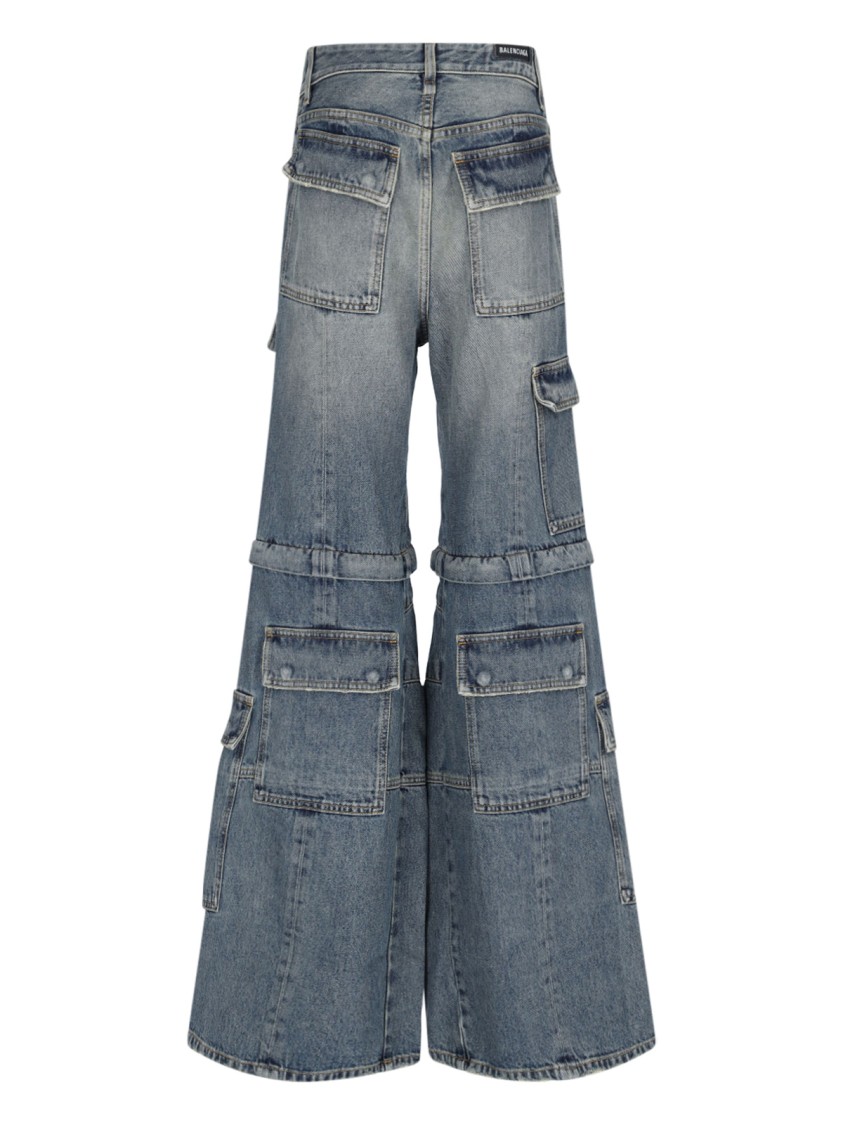 Balenciaga Blue Cargo Flared Jeans In Blue