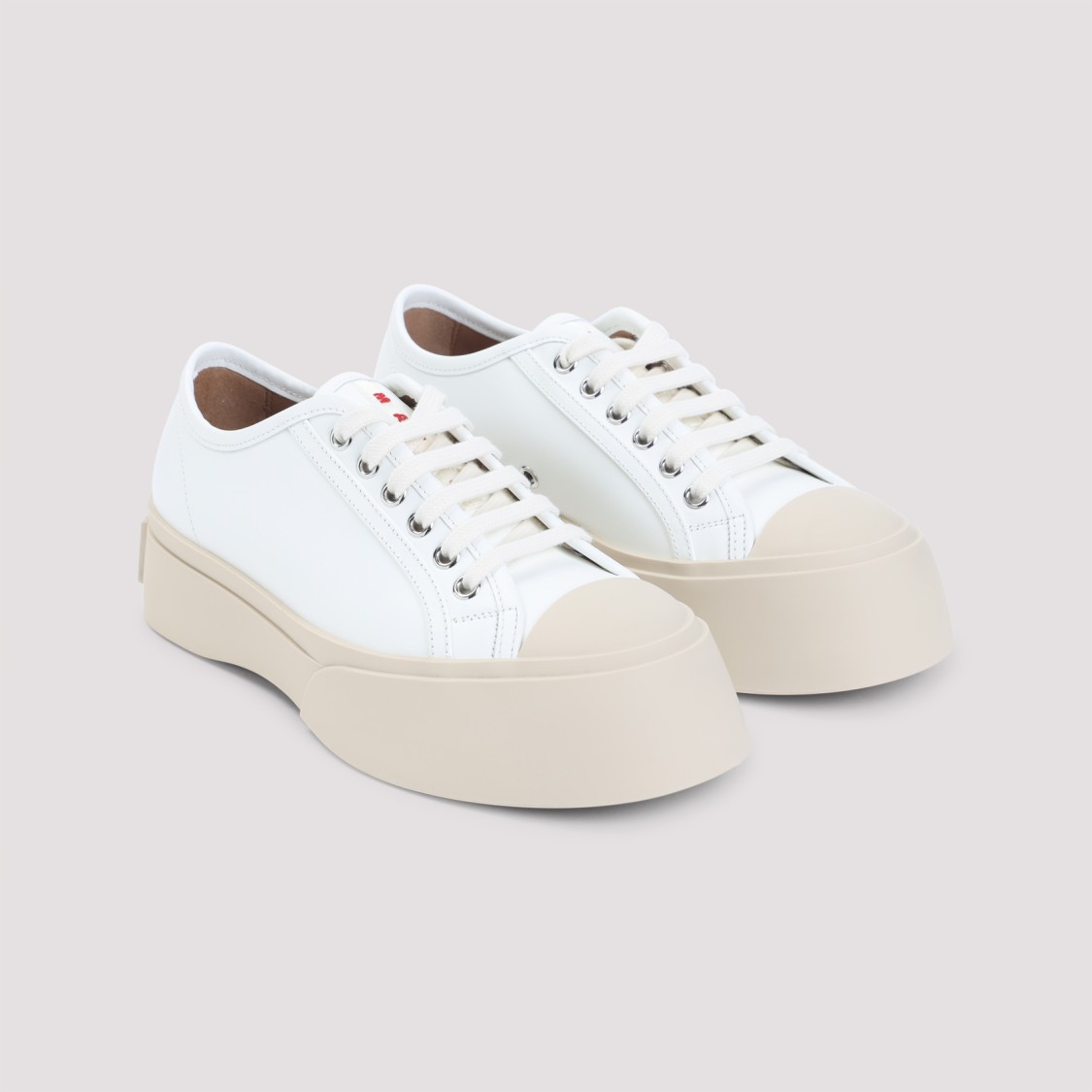 Marni Modern White Calf Leather Sneakers In White
