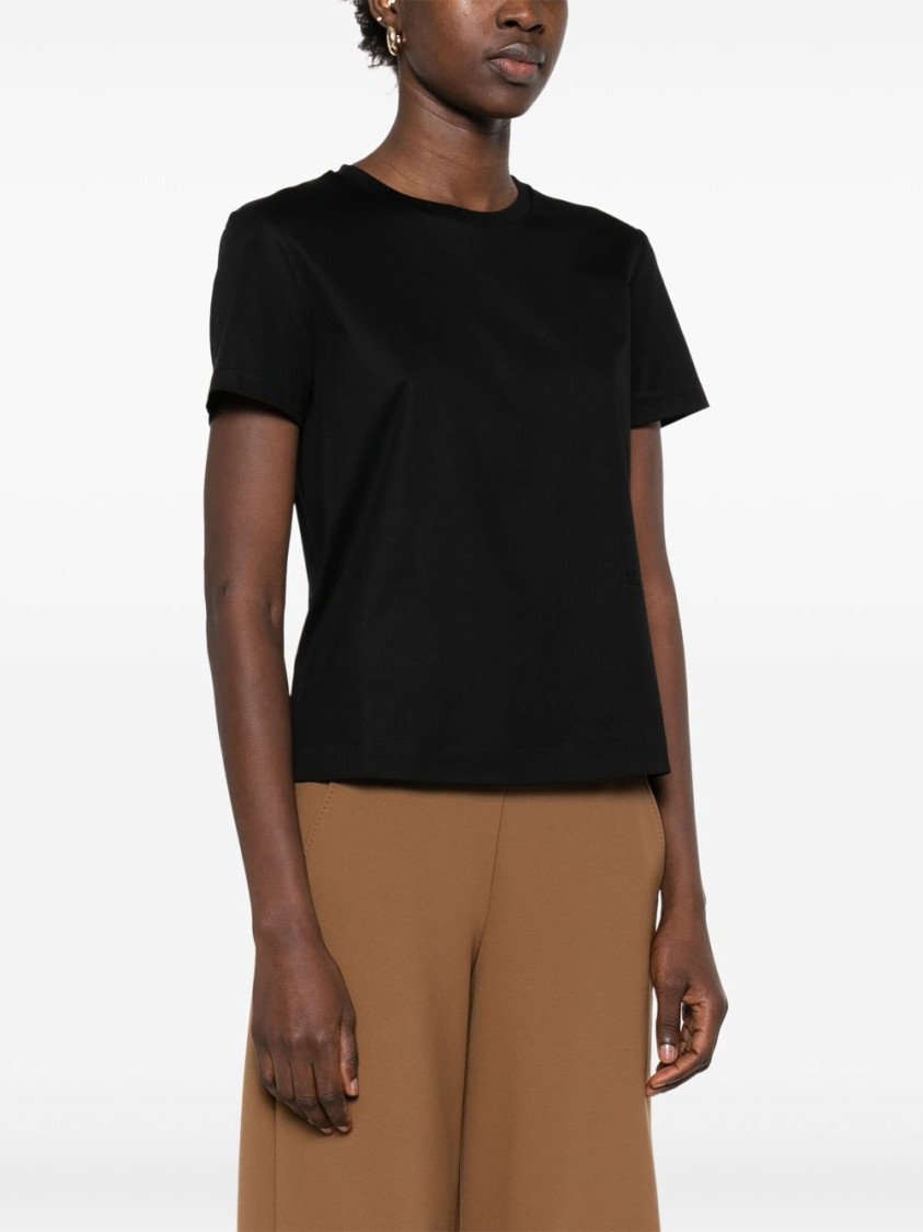 Max Mara Relaxed-fit Black T-shirt With Signature Branding In Black