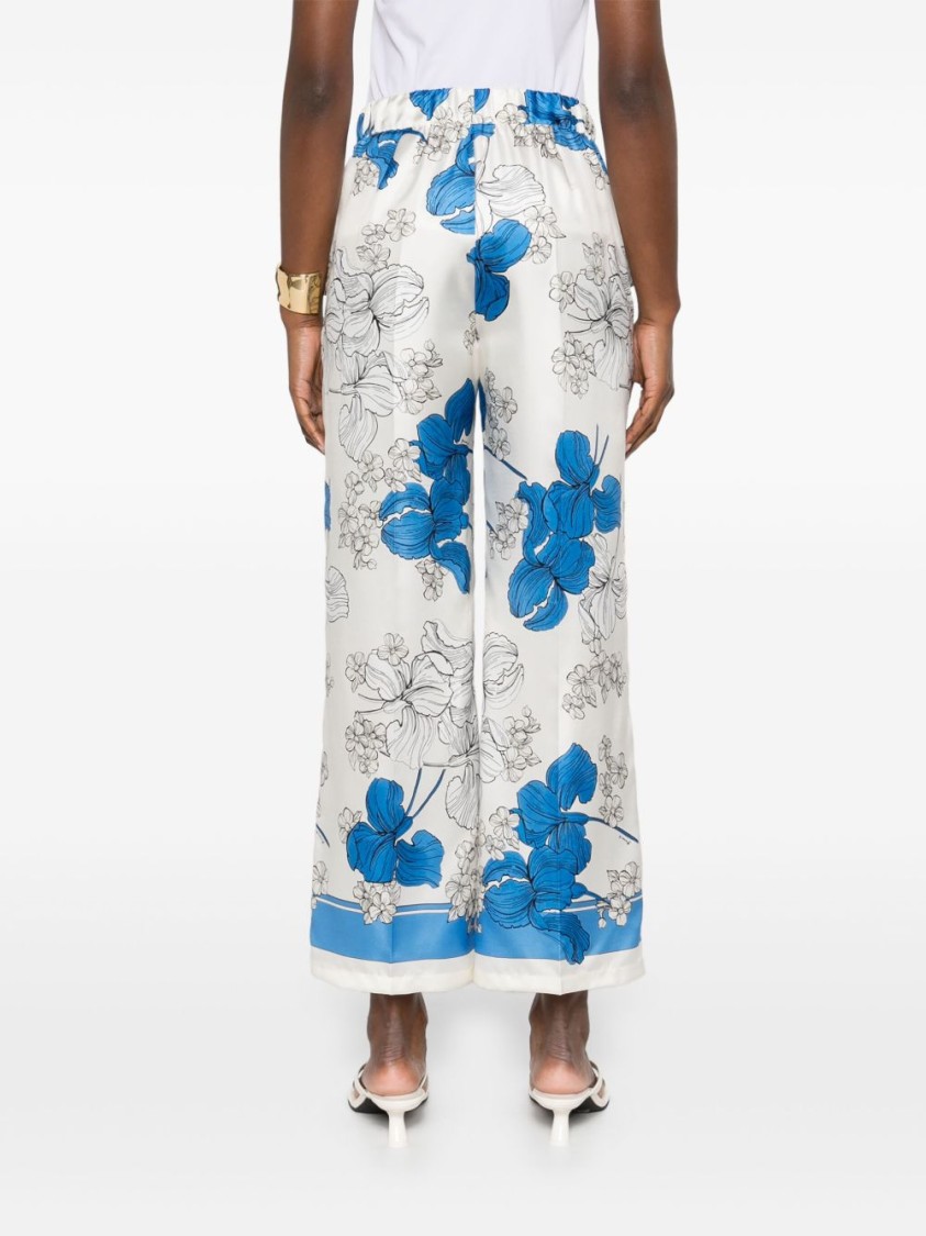 Shop P.a.r.o.s.h Parosh Serenella Floral Print Wide-leg Trousers In White