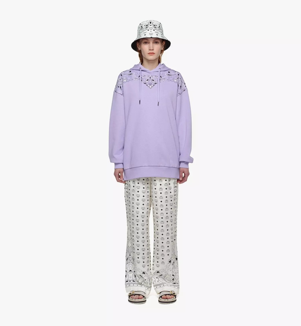 Mcm Oversized Hooded Sweatshirt With Bandana Monogram Print In Purple