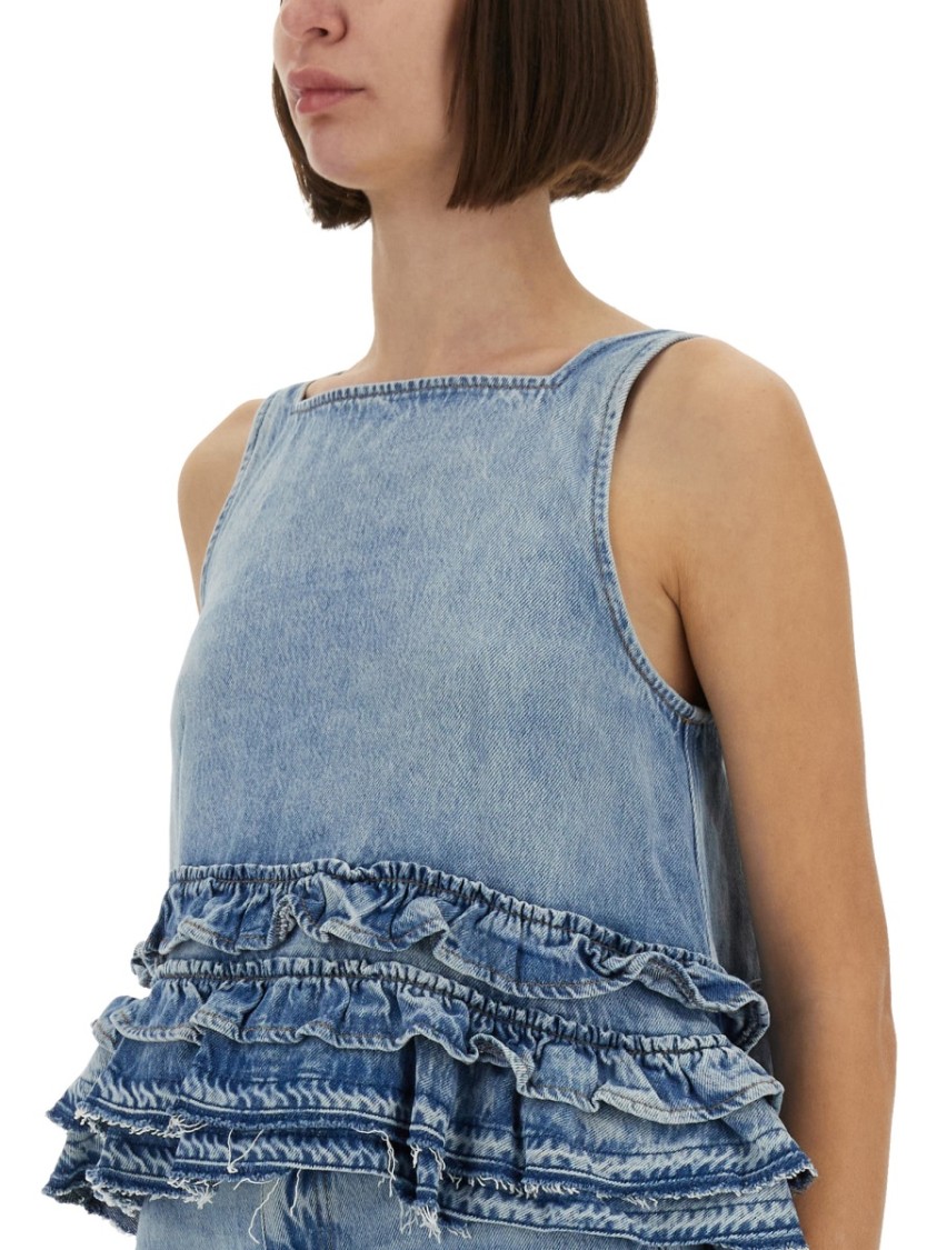 Ganni Ruffle Strap Back Sleeveless Top