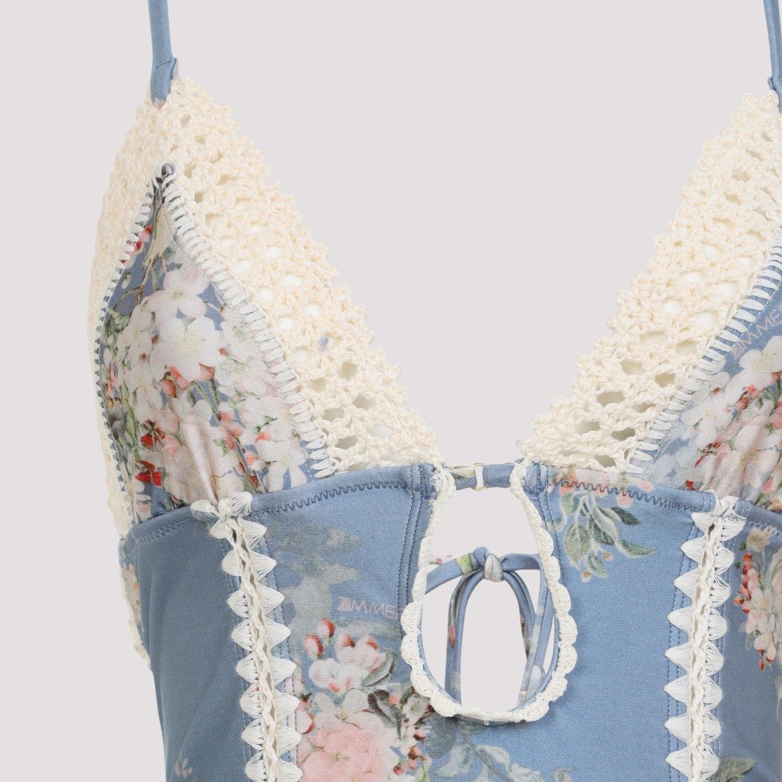 Zimmermann Cascadian Keyhole Crochet Blue Lycra One-piece In Blue