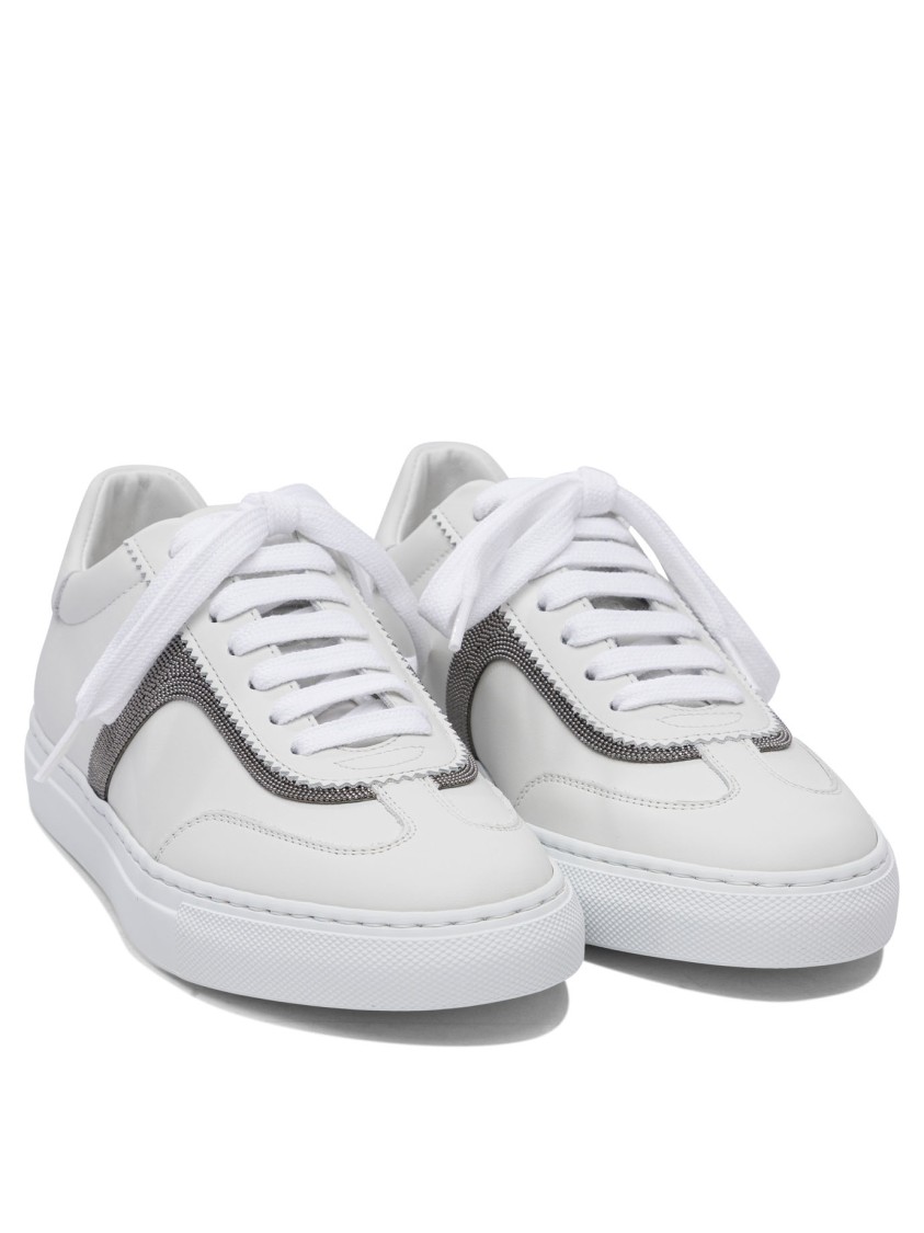 Brunello Cucinelli Calf Leather Sneakers With Rubber Sole In White