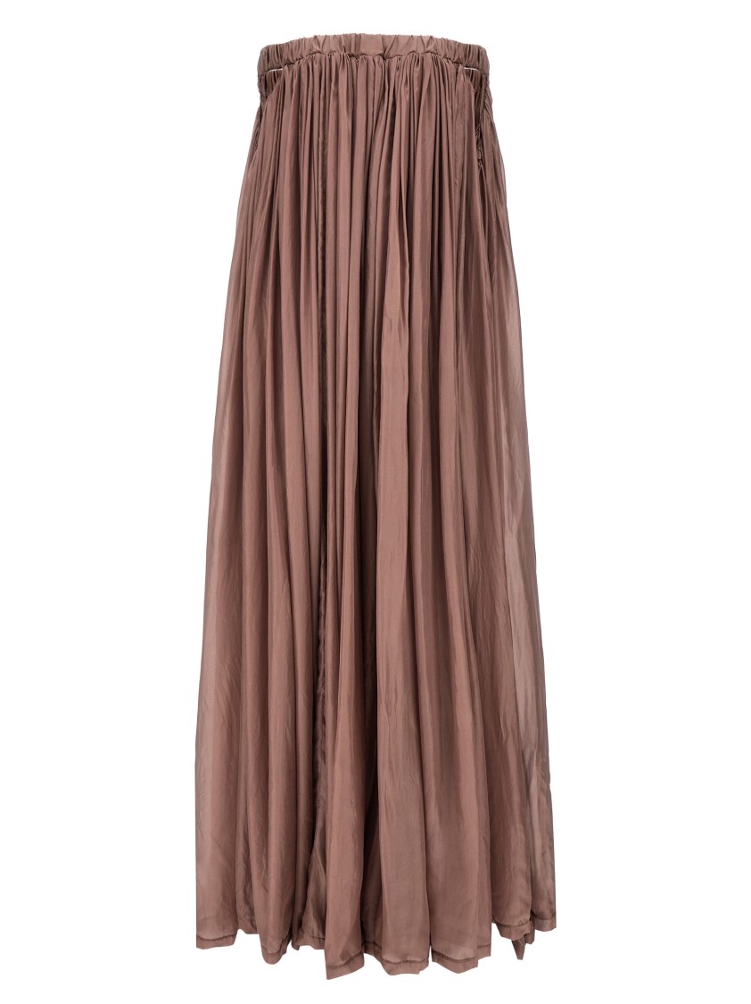 Rick Owens Floor-length Silk Dress With Elasticized Bodice In Brown