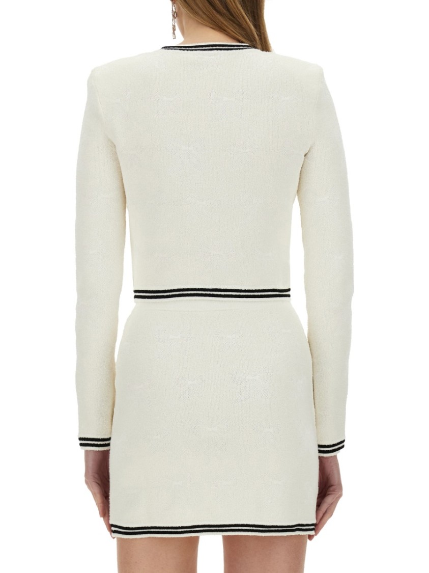 Self-portrait Self Portrait Women Ivory Bow Jacquard Knit Mini Skirt In Neutrals