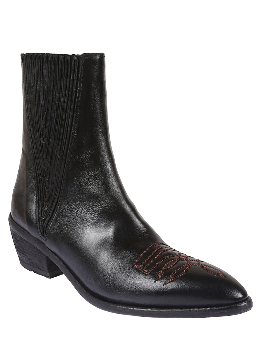 Fauzian Jeunesse Ankle Boots With Intricate Pleating And Pointed Toe In Black