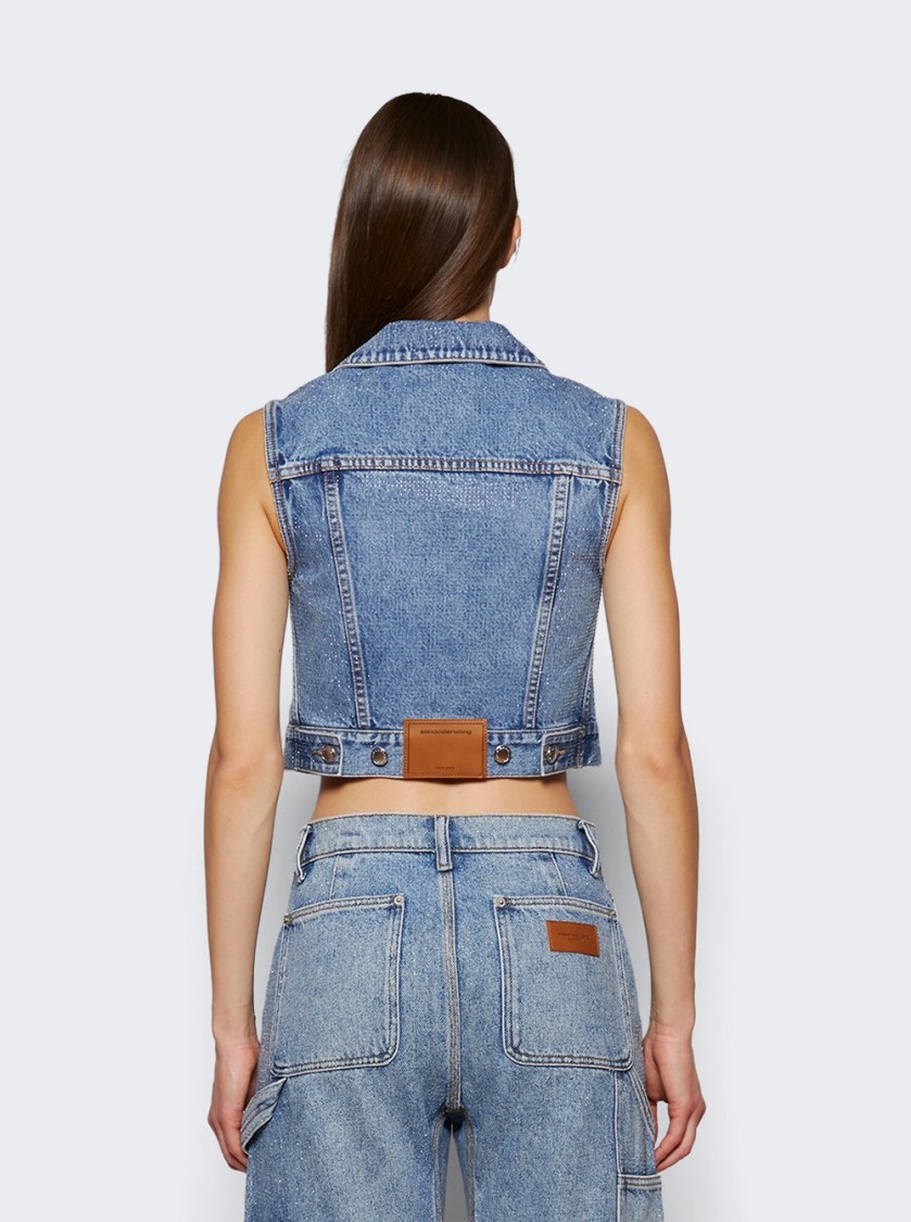 Alexander Wang Tied Front Vest Vintage Light Indigo In Blue
