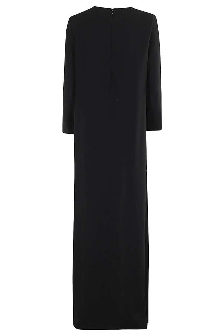 Gianluca Capannolo Floor-length Black Jean Dress With Cut-out Insert And Side Slits In Black