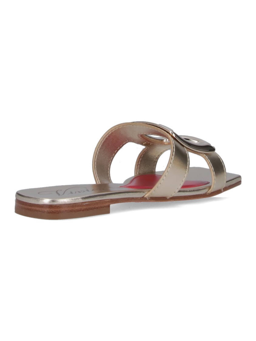 Roger Vivier Squared Toe Slide Sandals In Silver