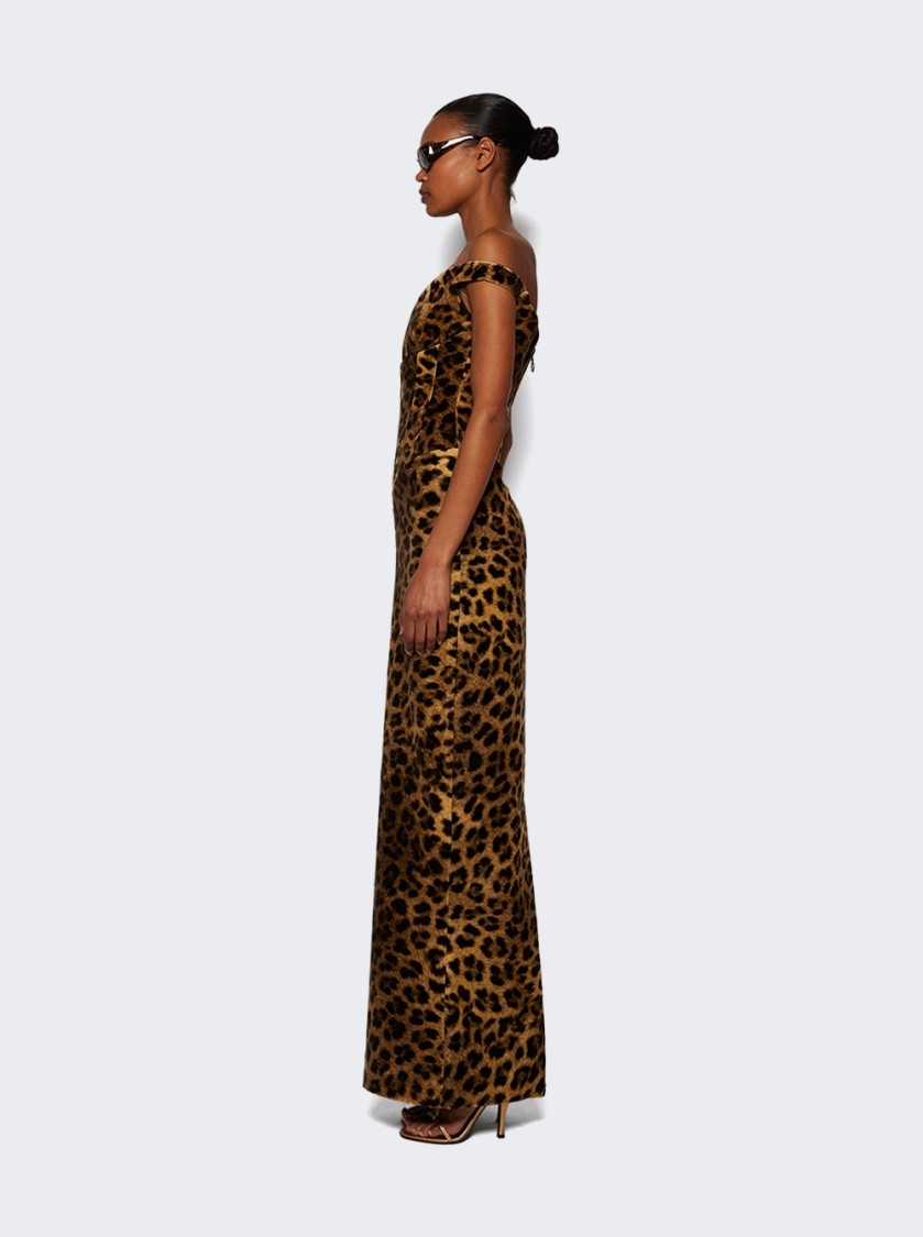 The New Arrivals By Ilkyaz Ozel Sauvage Leopard Print Shakti Cotton Dress In Brown