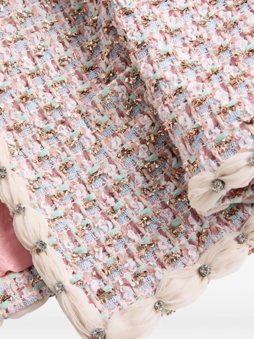 Valentino Embroidered Ribbon Tweed Jacket In Pink